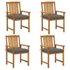 Blaire Outdoor Chairs Set of 4, Gray Seat, Brown Solid Acacia Wood