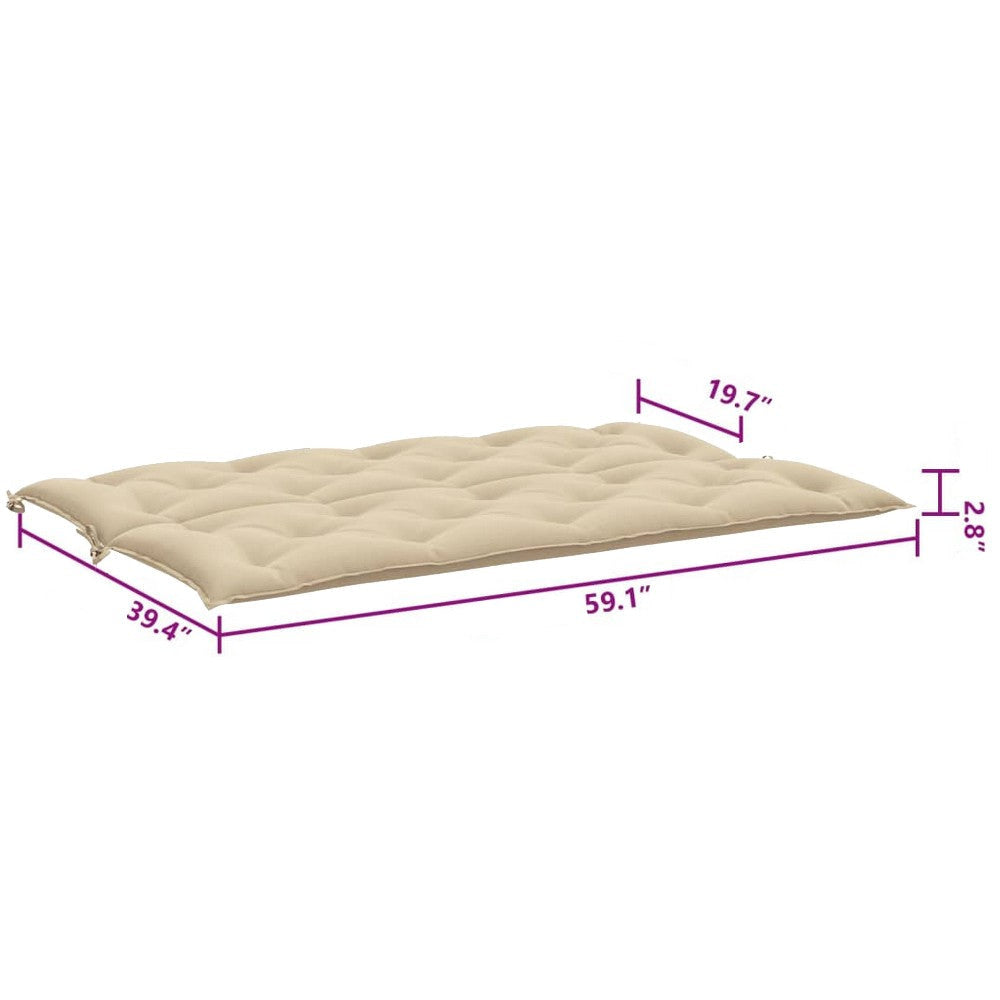 Claire 2pc Outdoor Cushion for Bench Tufted Light Beige Oxford Fabric