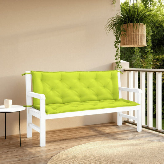 Claire 2pc Outdoor Cushion for Bench, Tufted Green Oxford Fabric