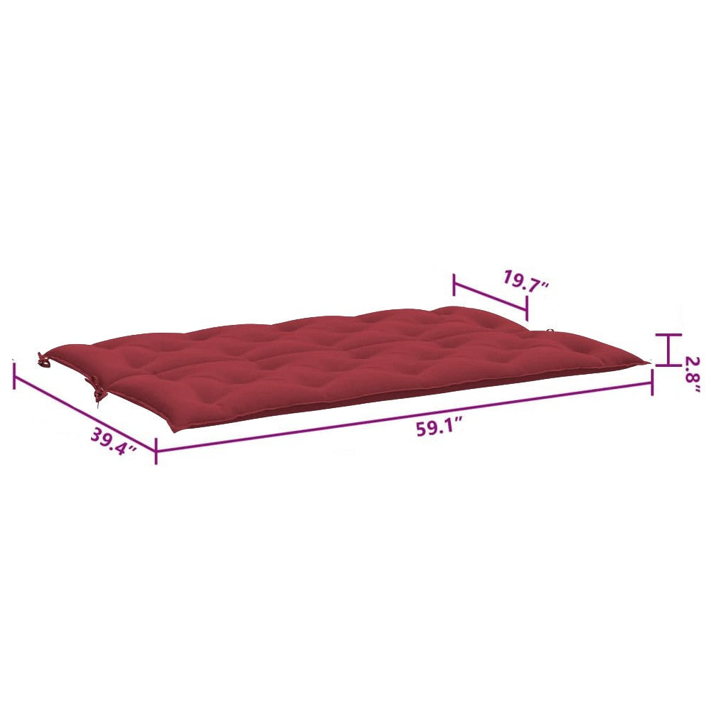 Claire 2pc Outdoor Cushion for Bench Tufted Wine Red Oxford Fabric