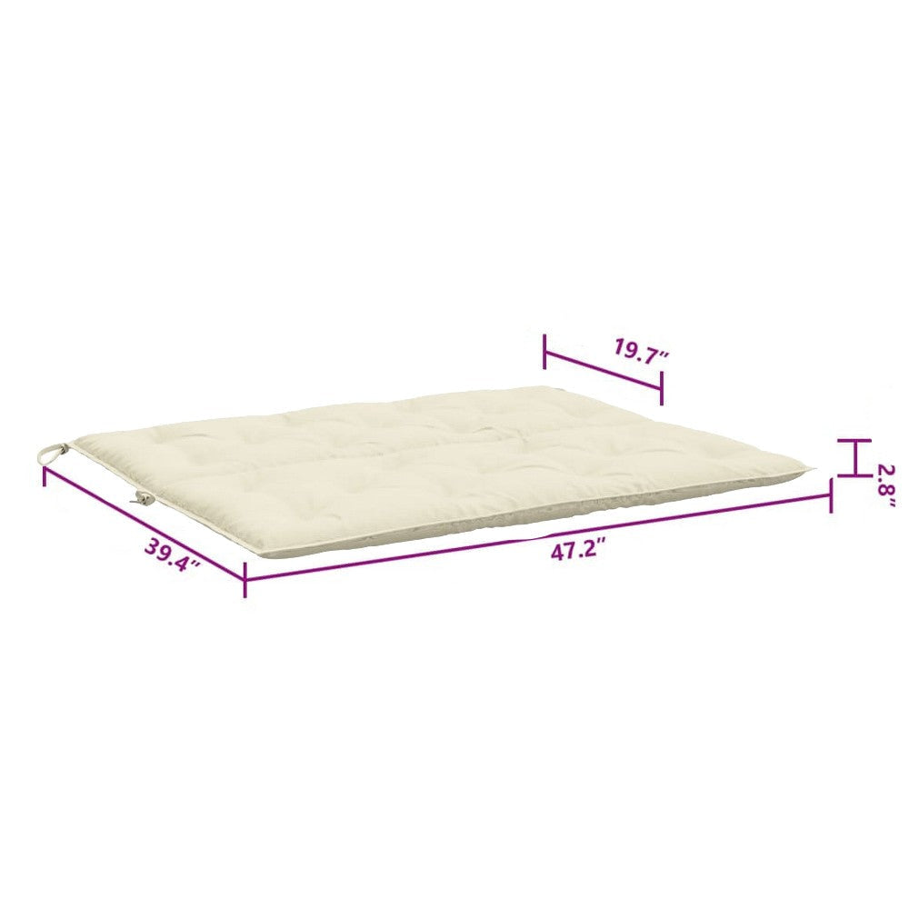 Claire 2pc Outdoor Cushion for Bench Tufted White Oxford Fabric
