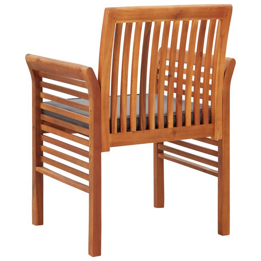Kim Outdoor Set of 2, Geay Seat Armchair, Brown Acacia Wood