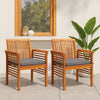 Kim Outdoor Set of 2, Geay Seat Armchair, Brown Acacia Wood