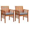 Kim Outdoor Set of 2, Geay Seat Armchair, Brown Acacia Wood