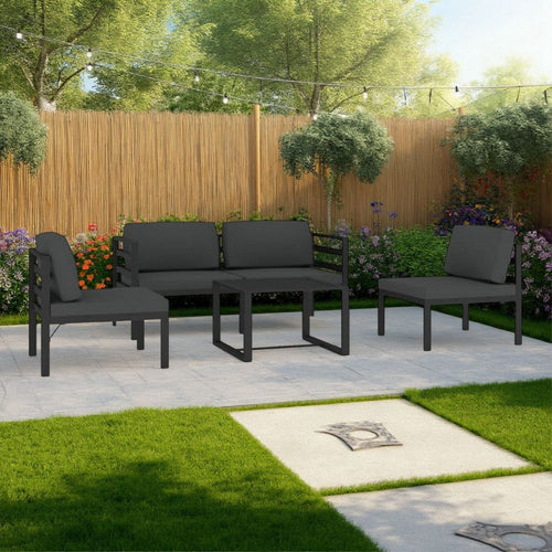 Shina 5pc Outdoor Modular Sofa Set with Coffee Table, Gray Aluminum