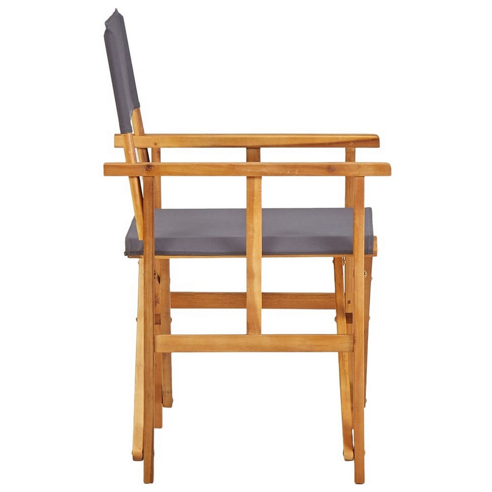 Outdoor Folding Directors Accent Set of 2, Gray, Acacia Wood