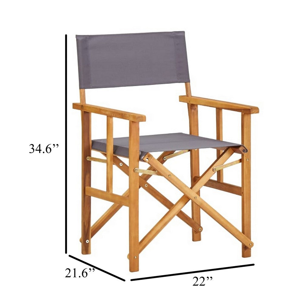 Outdoor Folding Directors Accent Set of 2, Gray, Acacia Wood