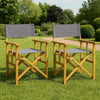 Outdoor Folding Directors Accent Set of 2, Gray, Acacia Wood
