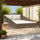 Garden Outdoor Daybed, White Polyester Cushions, Brown Poly Rattan