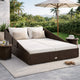 Garden Outdoor Daybed, White Polyester Cushions, Brown Poly Rattan