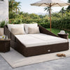 Garden Outdoor Daybed, White Polyester Cushions, Brown Poly Rattan