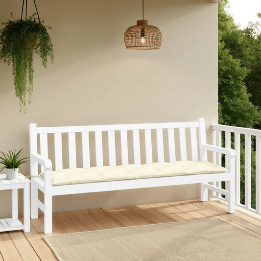 Claire Garden Cushion for Bench, Tufted Ivory White Oxford Fabric