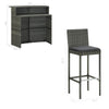 3pc Outdoor Bar Table Set with 2 Chairs Black Poly Rattan and Metal BM326291