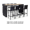 9pc Outdoor Bar Table Set with 8 Chairs Black Poly Rattan Acacia Wood BM326292