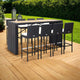 9pc Outdoor Bar Table Set with 8 Chairs Black Poly Rattan Acacia Wood BM326292