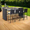 9pc Outdoor Bar Table Set with 8 Chairs Black Poly Rattan, Acacia Wood