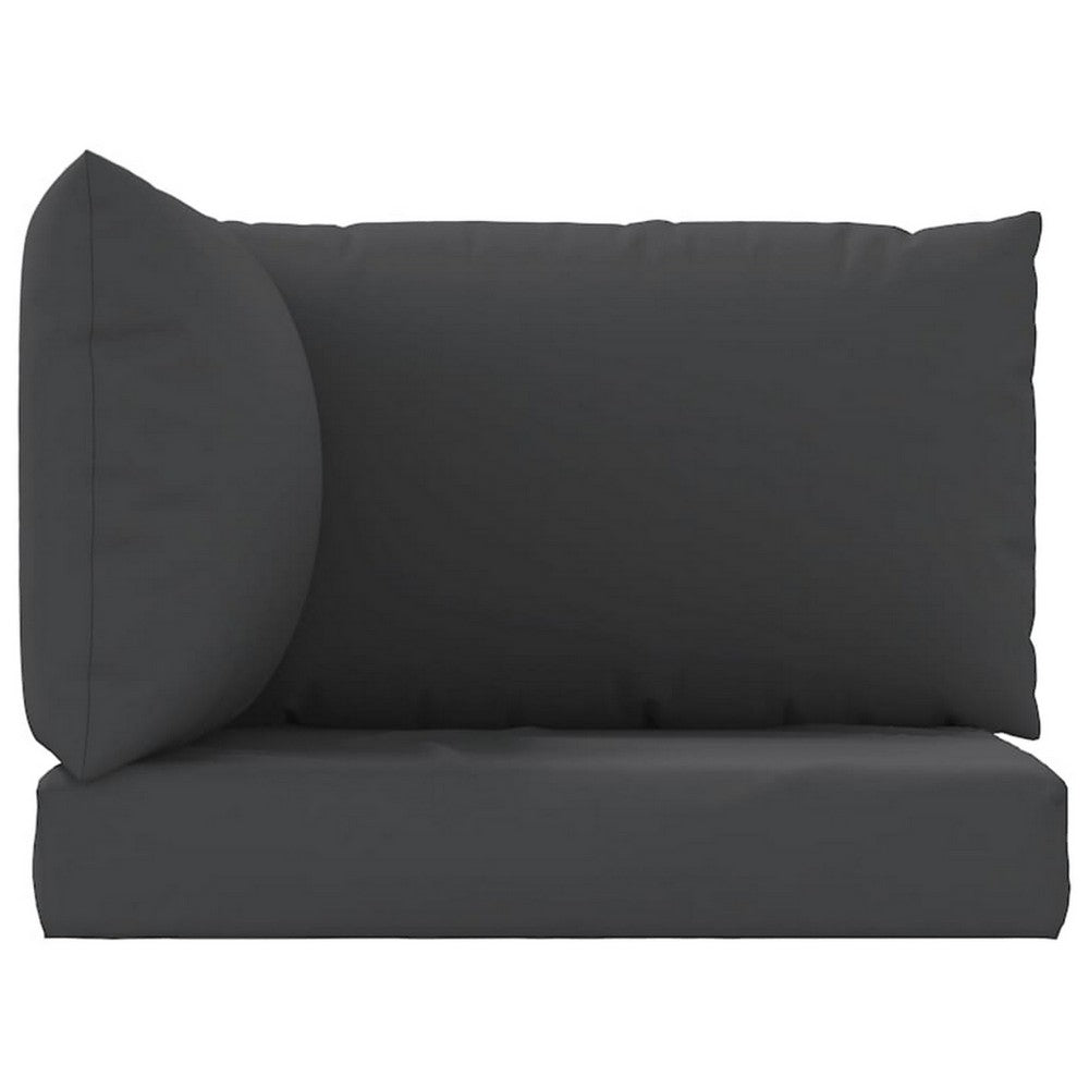 Paom 3pc Outdoor Pallet Cushion Set, Plush Patio Black Oxford Fabric