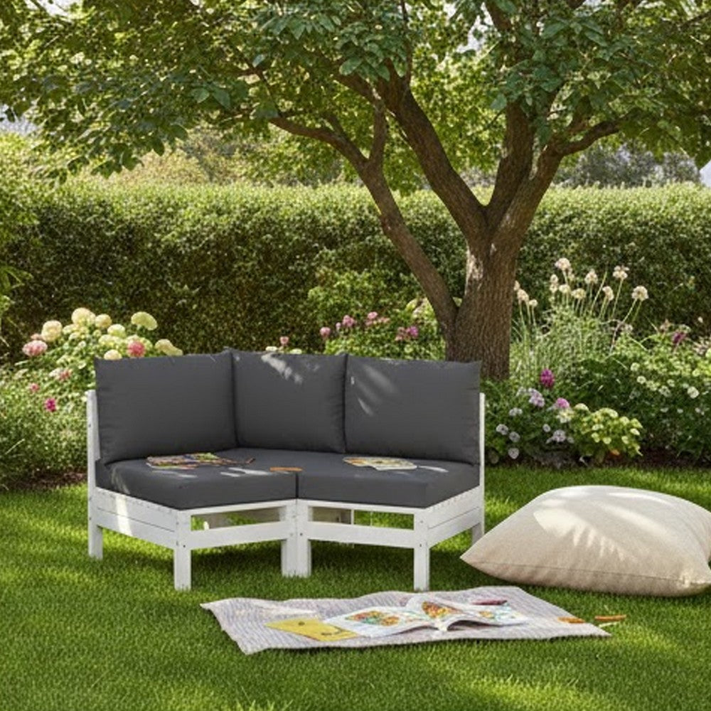 Paom 3pc Outdoor Pallet Cushion Set, Plush Patio Black Oxford Fabric