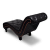 Accent Chaise Lounger Curved Deep Button Tufted Black Faux Leather BM326295