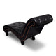 Accent Chaise Lounger Curved Deep Button Tufted Black Faux Leather BM326295