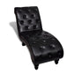 Accent Chaise Lounger, Curved, Deep Button Tufted Black Faux Leather