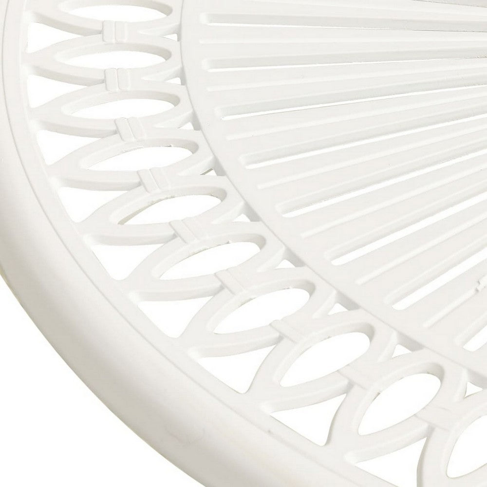 Outdoor Side Bistro Table, 24" White Top, Aluminum Curved Legs