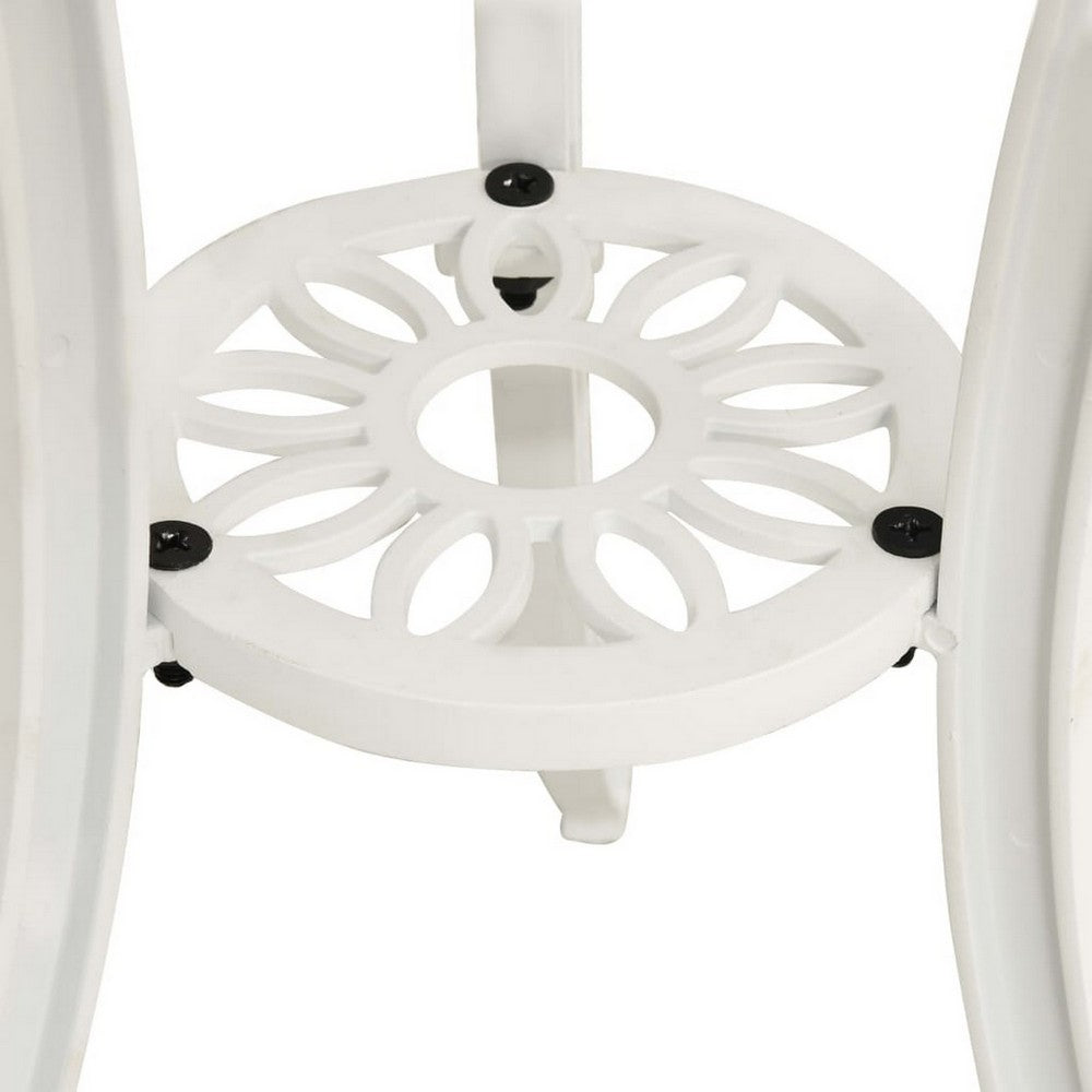 Outdoor Side Bistro Table, 24" White Top, Aluminum Curved Legs