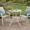 Outdoor Side Bistro Table, 24" White Top, Aluminum Curved Legs