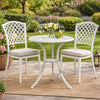 Outdoor Side Bistro Table, 24" White Top, Aluminum Curved Legs