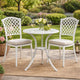 Outdoor Side Bistro Table, 24" White Top, Aluminum Curved Legs