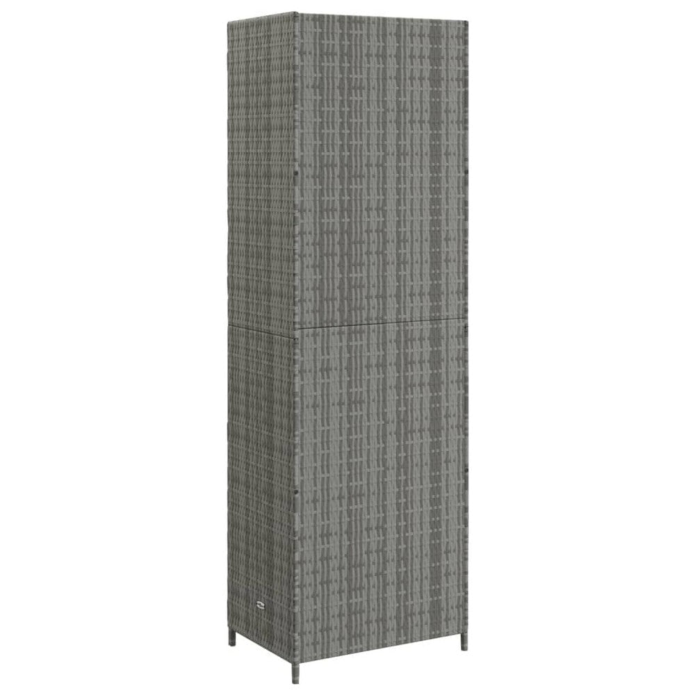 Outdoor Garden 71’’ Tall Storage Cabinet 2 Doors Gray Rattan Wood BM326298