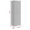Outdoor Garden 71’’ Tall Storage Cabinet 2 Doors Gray Rattan Wood BM326298