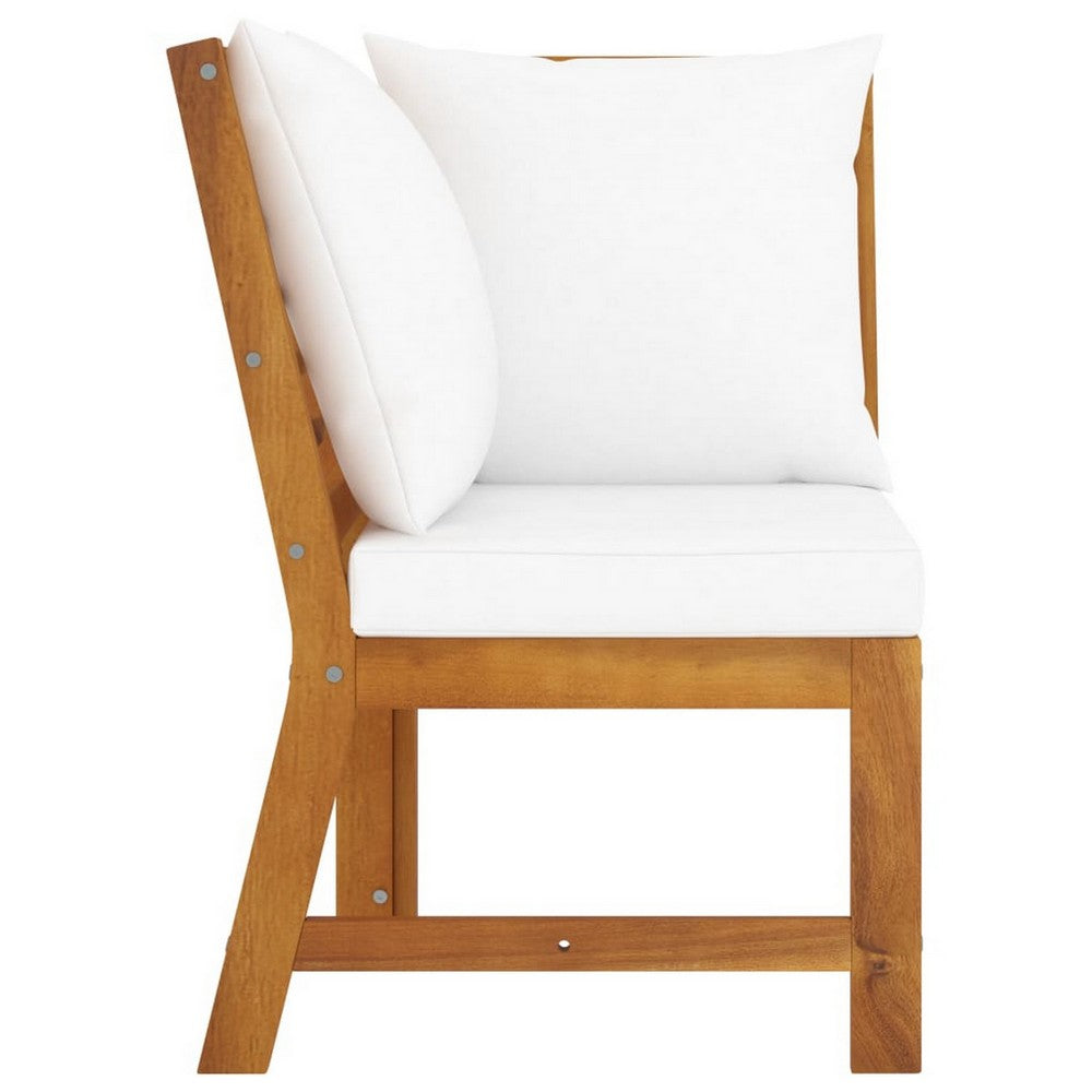 Roma 3pc Modular Outdoor Sofa and Table Set, Solid Acacia Wood, White