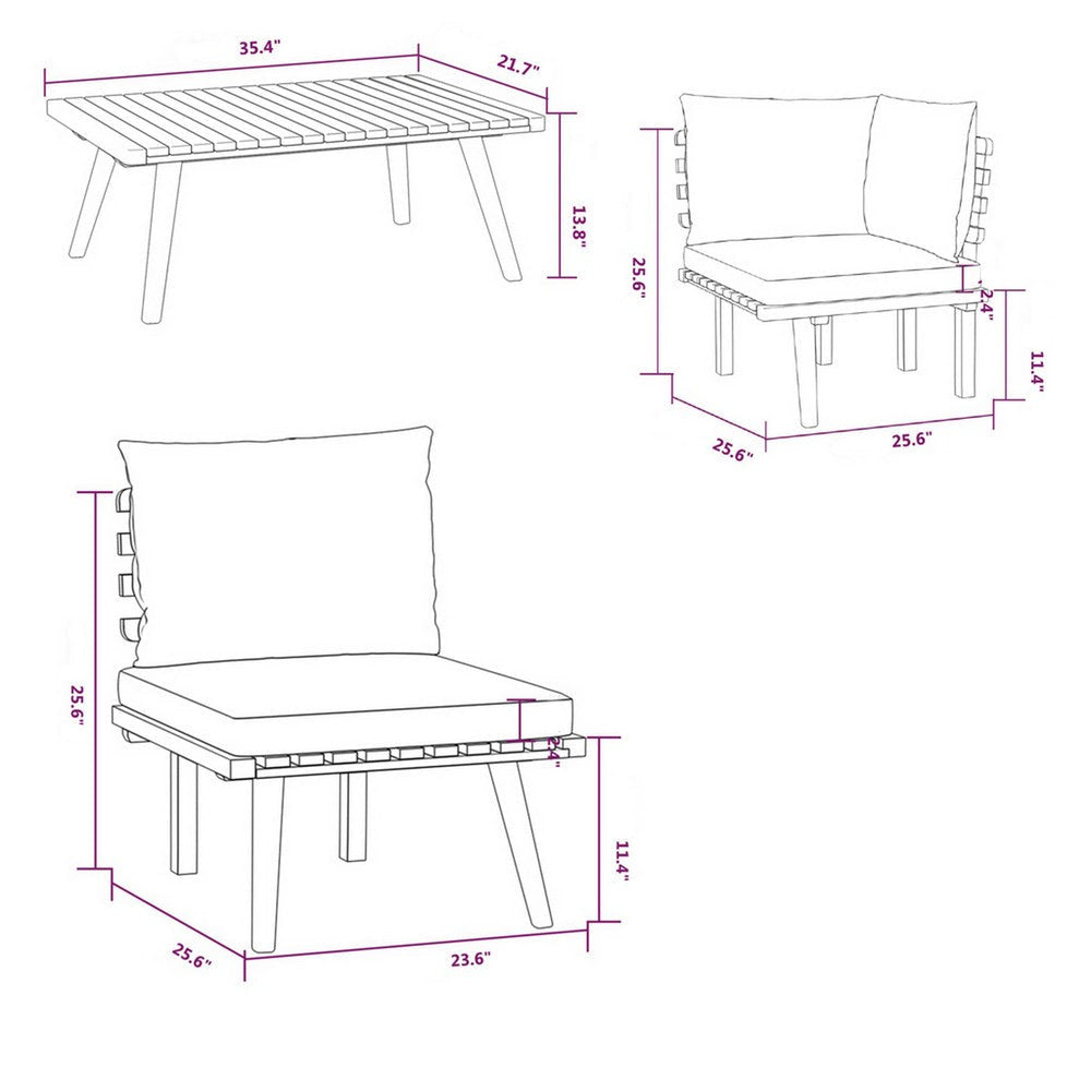 Roma 8pc Modular Outdoor Sofa and Table Set Solid Acacia Wood Gray BM326304