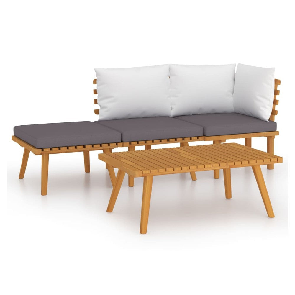 Roma 6pc Modular Outdoor Sofa and Coffee Table Set, Solid Wood, Gray