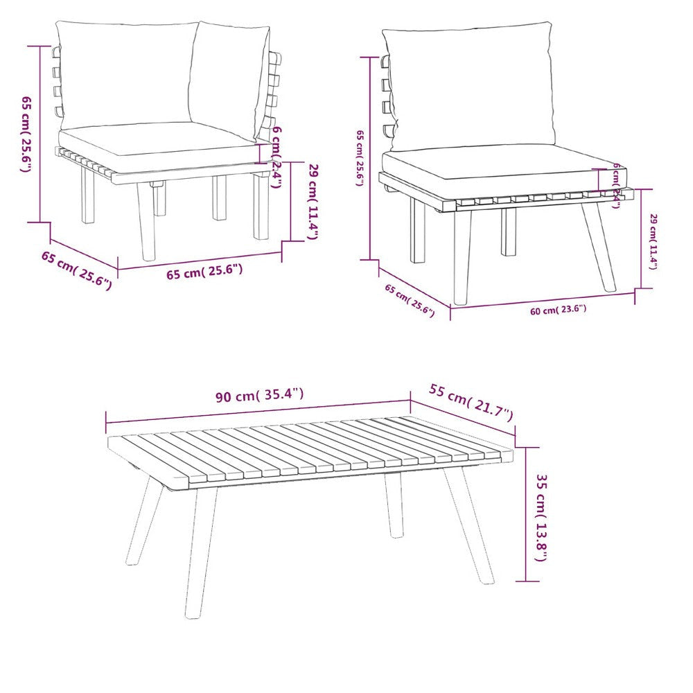 Roma 6pc Modular Outdoor Sofa and Coffee Table Set Solid Wood Gray BM326305