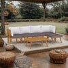 Roma 6pc Modular Outdoor Sofa and Table Set, Solid Wood, Gray, White