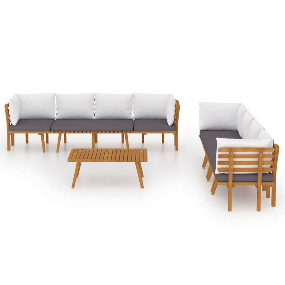 Roma 8pc Modular Outdoor Sofa and Table Set Solid Wood Gray White BM326312