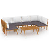 Roma 7pc Modular Outdoor Sofa and Table Set Solid Wood Gray White BM326313