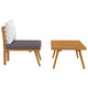 Roma 2pc Modular Outdoor and Table Set Solid Wood Gray White BM326315