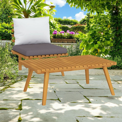 Roma 2pc Modular Outdoor and Table Set, Solid Wood, Gray, White