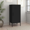Tall Storage Cabinet, 1 Door, 2 Shelves, Modern Matte Black Steel