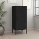 Tall Storage Cabinet, 1 Door, 2 Shelves, Modern Matte Black Steel