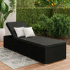 Outdoor Chaise Sun Lounger with Cushion, 77" Black Poly Rattan Frame