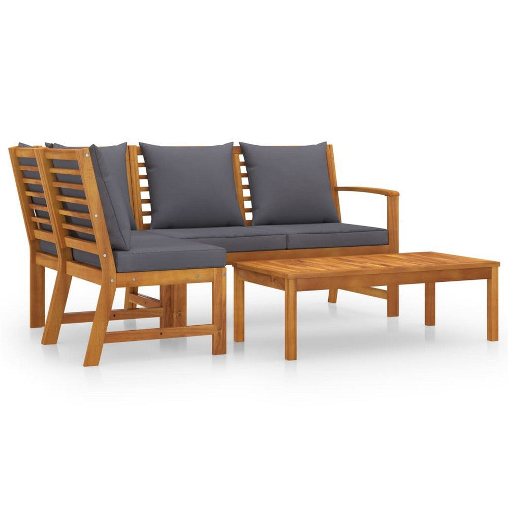Roma 4pc Modular Outdoor Sofa and Table Set Solid Acacia Wood Gray BM326320