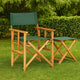 Outdoor Foldable Directors Chair, Brown Acacia Wood, Green Fabric