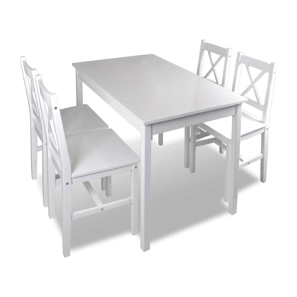 5pc Dining Table and Chairs Set 43’’ Top Farmhouse White Pine Wood BM326323