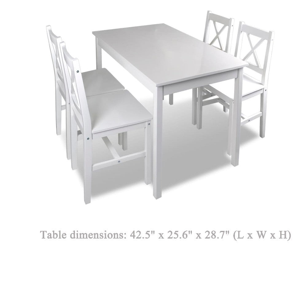 5pc Dining Table and Chairs Set 43’’ Top Farmhouse White Pine Wood BM326323