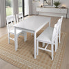5pc Dining Table and Chairs Set, 43" Top Farmhouse White Pine Wood