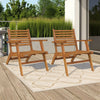 Outdoor Set of 2, Slatted Design, Acacia Wood, Brown Finish